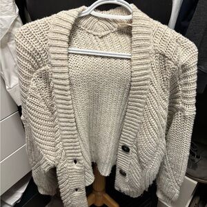 Retro Textured Cream Cardigan